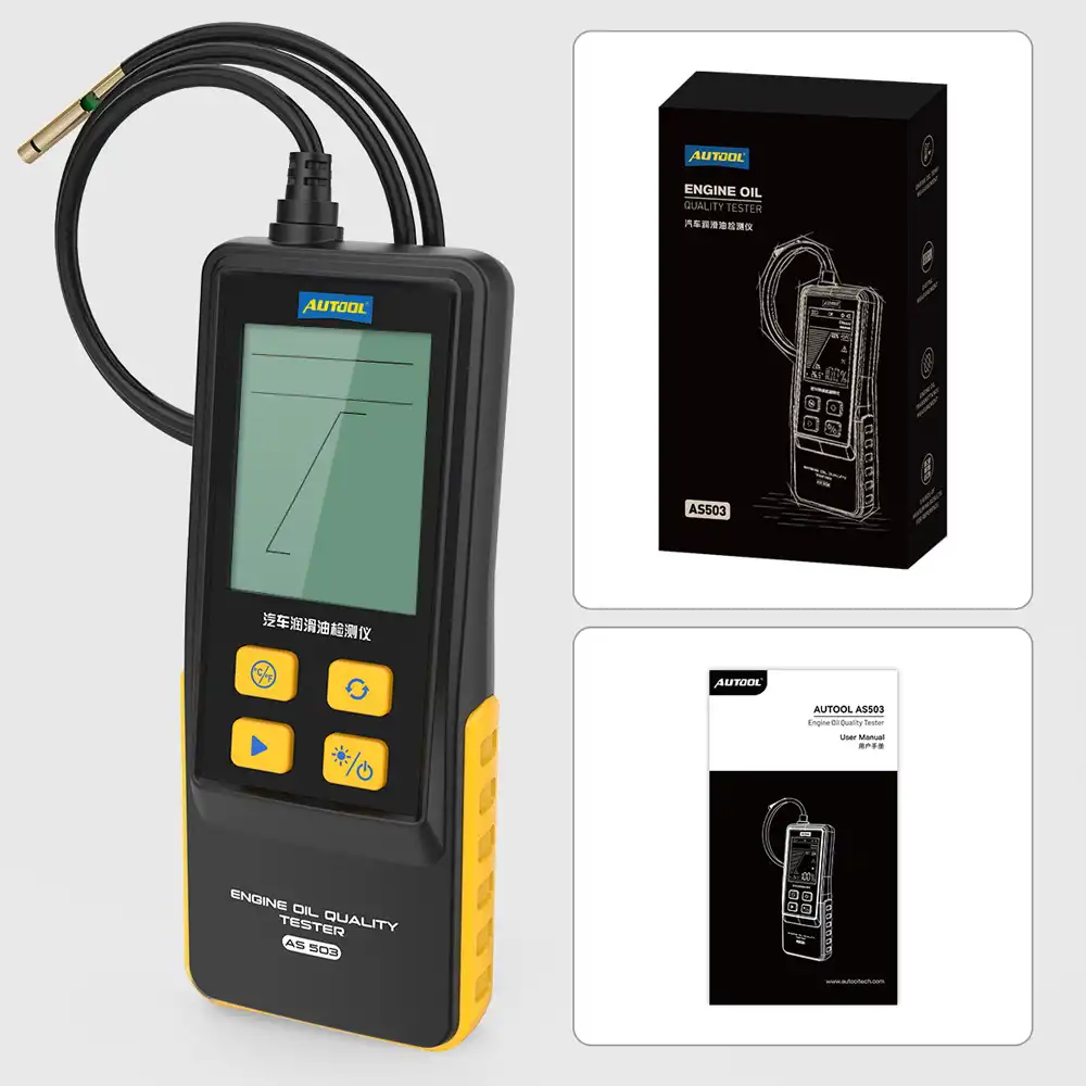 AUTOOL AS503 Digital Optical Engine Oil Quality & Temperature Tester (Petrol/Diesel · 800mm PTFE Probe · 2.8